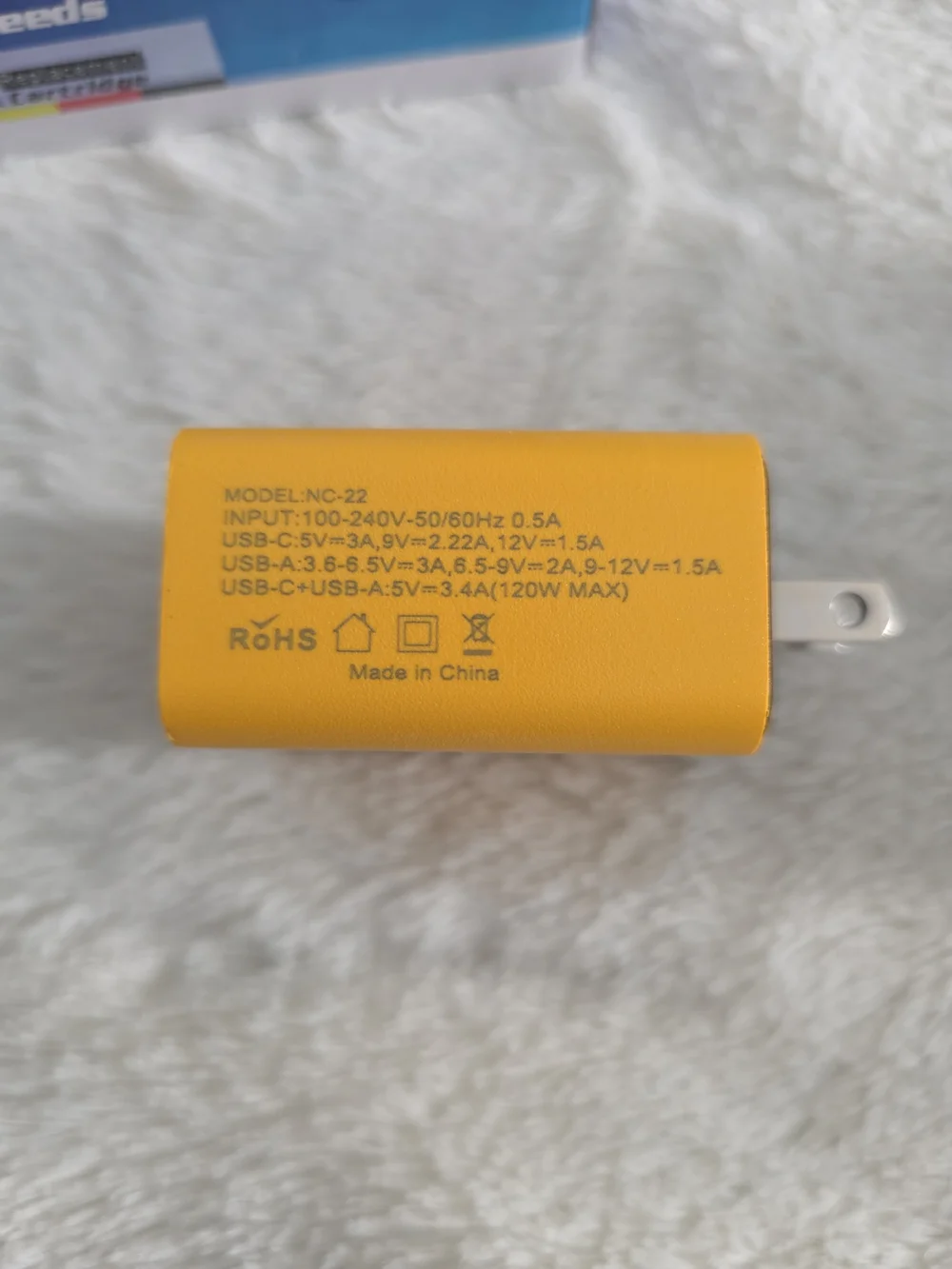 120W Super-Fast Yellow USB Wall Charger with Triple Ports